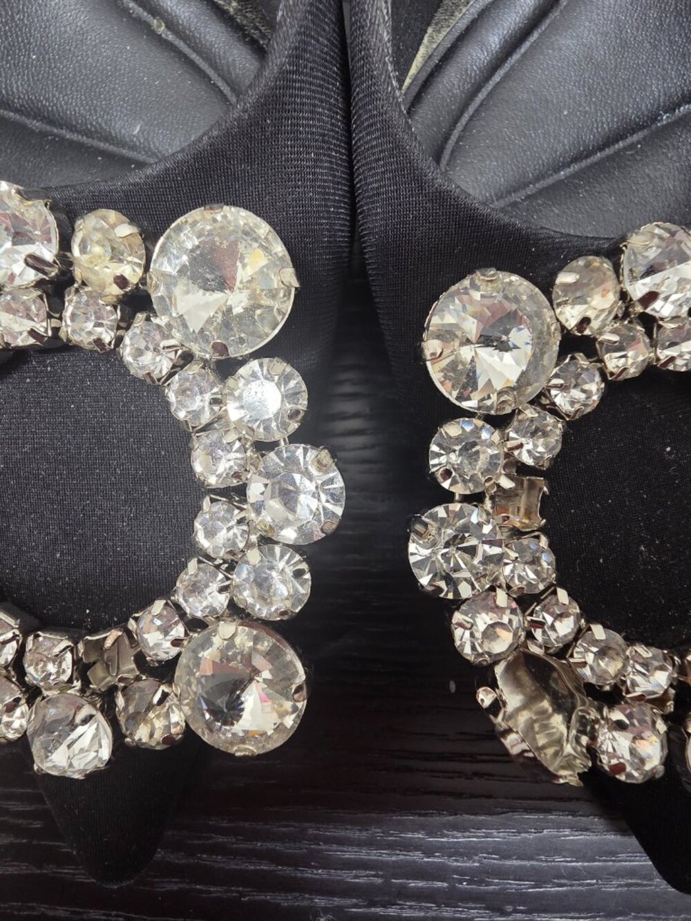 Zara Black Crystal Brooch Slingback Kitten Heels - Picture 4 of 6